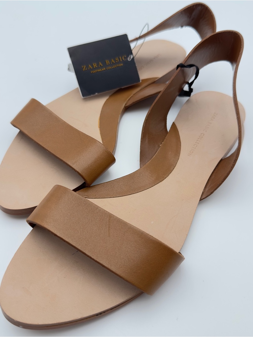 Vintage Zara Women’s Strappy Sandals Slip-On Tan Cognac Brown Size EUR 38 US 7. - Picture 5 of 6